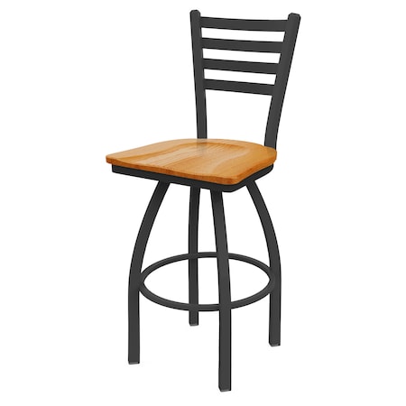 Holland Bar Stool Co 30" Swivel Bar Stool, Pewter Finish, Med Oak Seat 41030PWMedOak